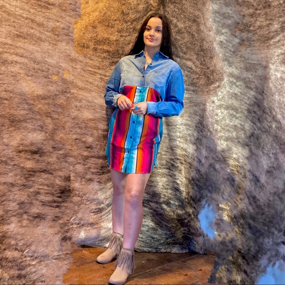 Crazy Train Dresses & Skirts - Denim Serape Dress/ Tunic